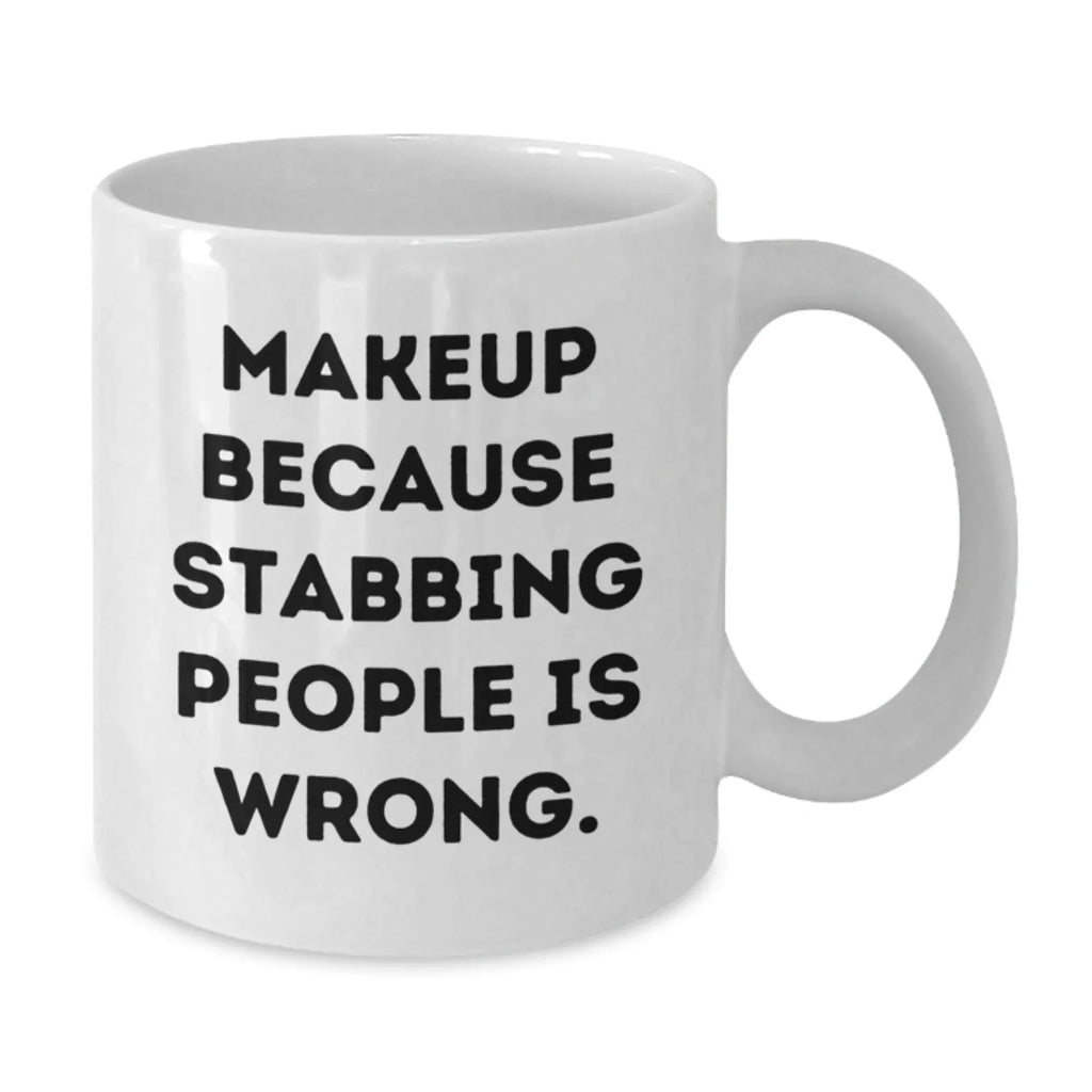 Funny Makeup Gifts for Makeup Lovers, Unique White Coffee Mugs from Friends for Christmas Morning