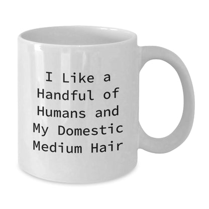 Funny Domestic Medium Hair Cat Gifts for Cat Lovers from Friends - White Coffee Mug - Perfect Christmas Unique Gifts for Domestic Medium Hair Cat Owners - Additional