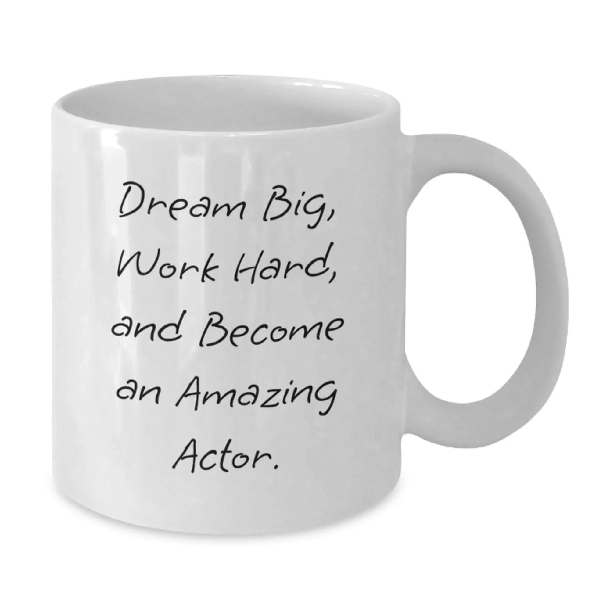 Funny Actor Gifts from Friends for Actor Men White Coffee Mugs with Dream Big and Work Hard Quote, Christmas Unique Gifts for Actor