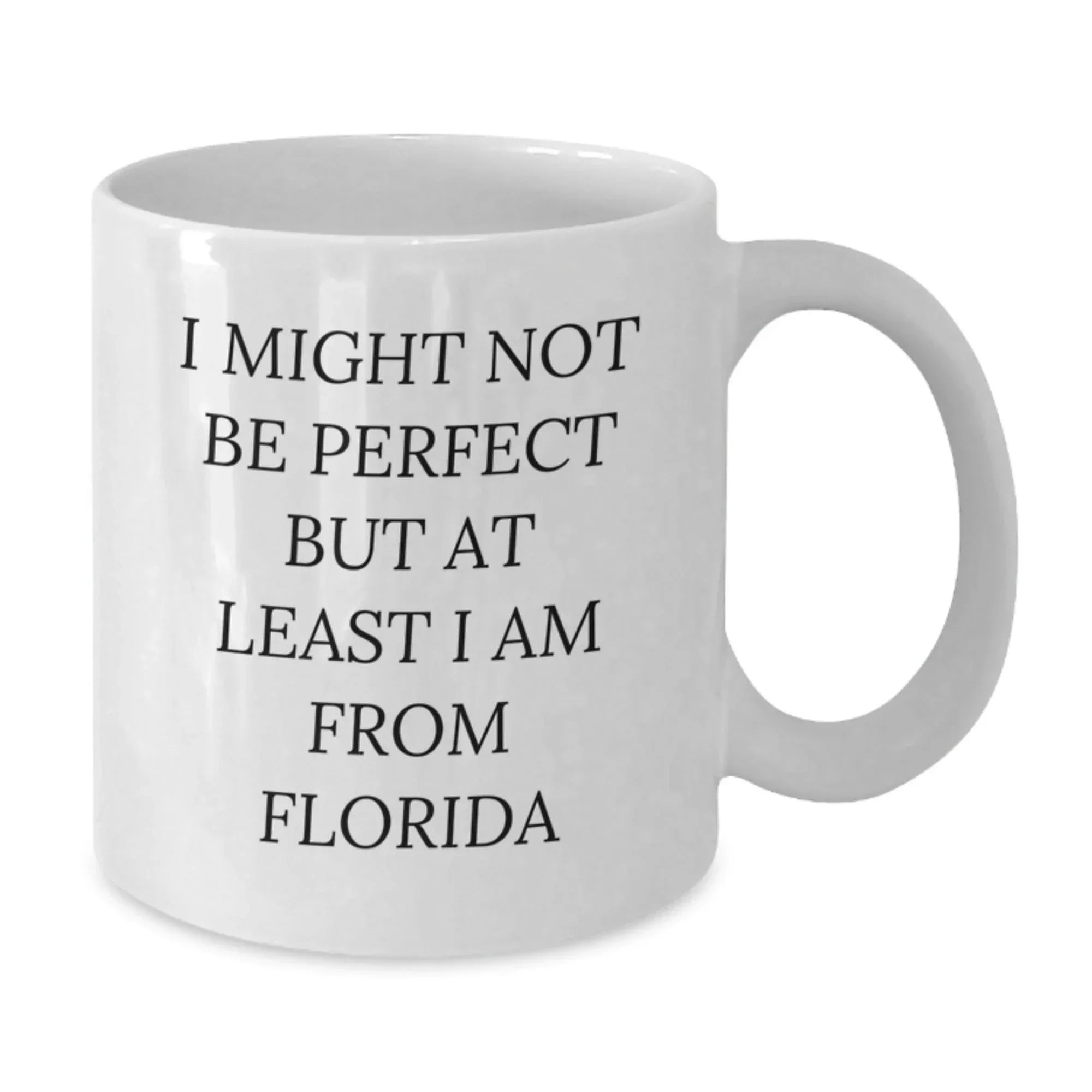 Florida Funny Quote White Coffee Mug Gifts from Friends, Perfect Birthday Present for Florida Lovers, I Might Not Be Perfect But At Least I Am From Florida, Unique Gifts for Women