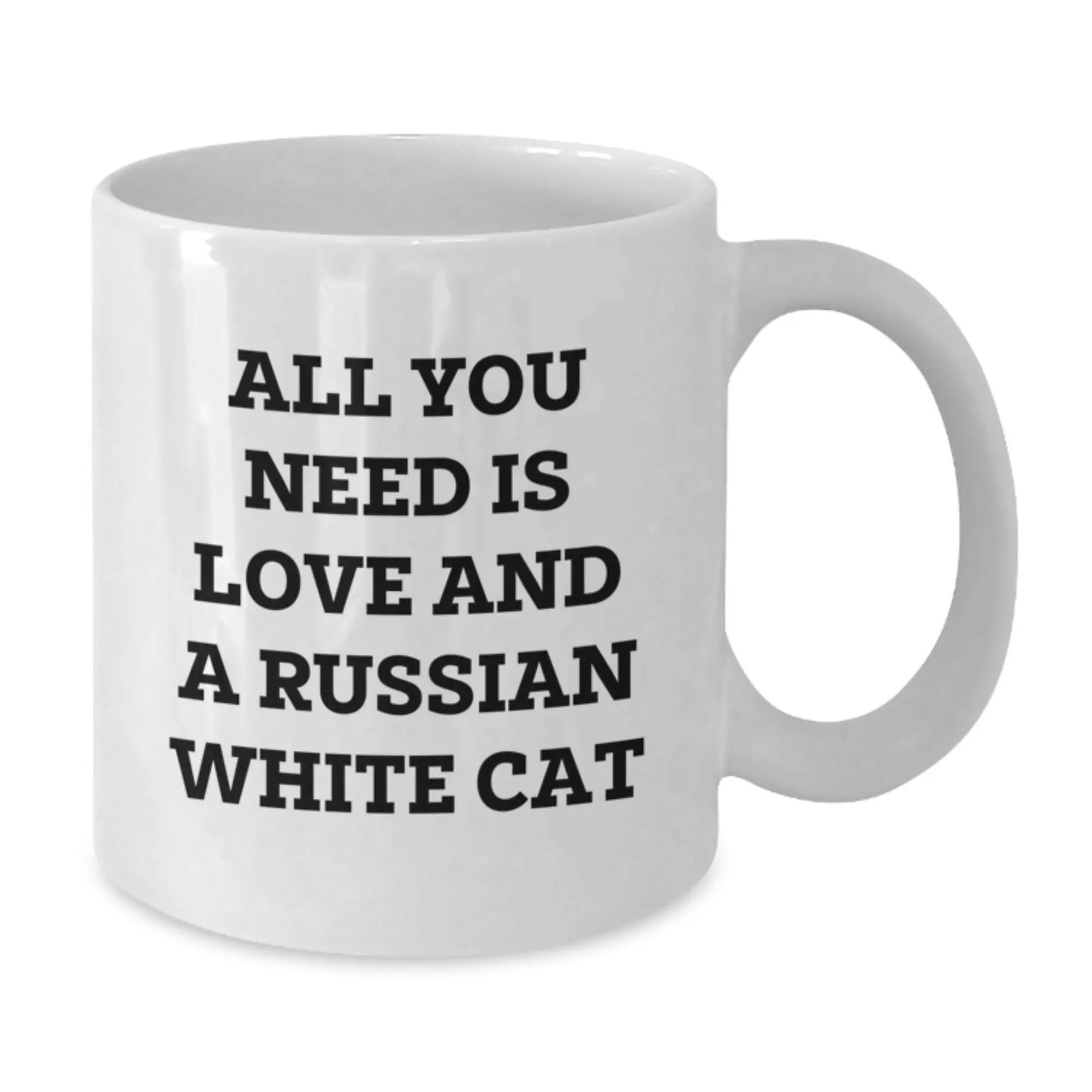 Funny Russian White Cat Gifts for Men and Women, White Coffee Mug, All You Need Is Love, Ideal Gift from Friends and Family to Graduation Unique Gift - Additional