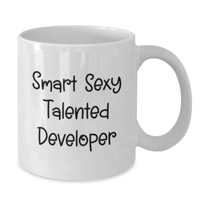 Funny Developer Birthday Unique Gift Ideas from Friends for Talented Coders - White Coffee Mug, Inspirational Quote 'Smart Sexy Talented Developer', Gifts for Men, Women, Coworkers, Family - Additional