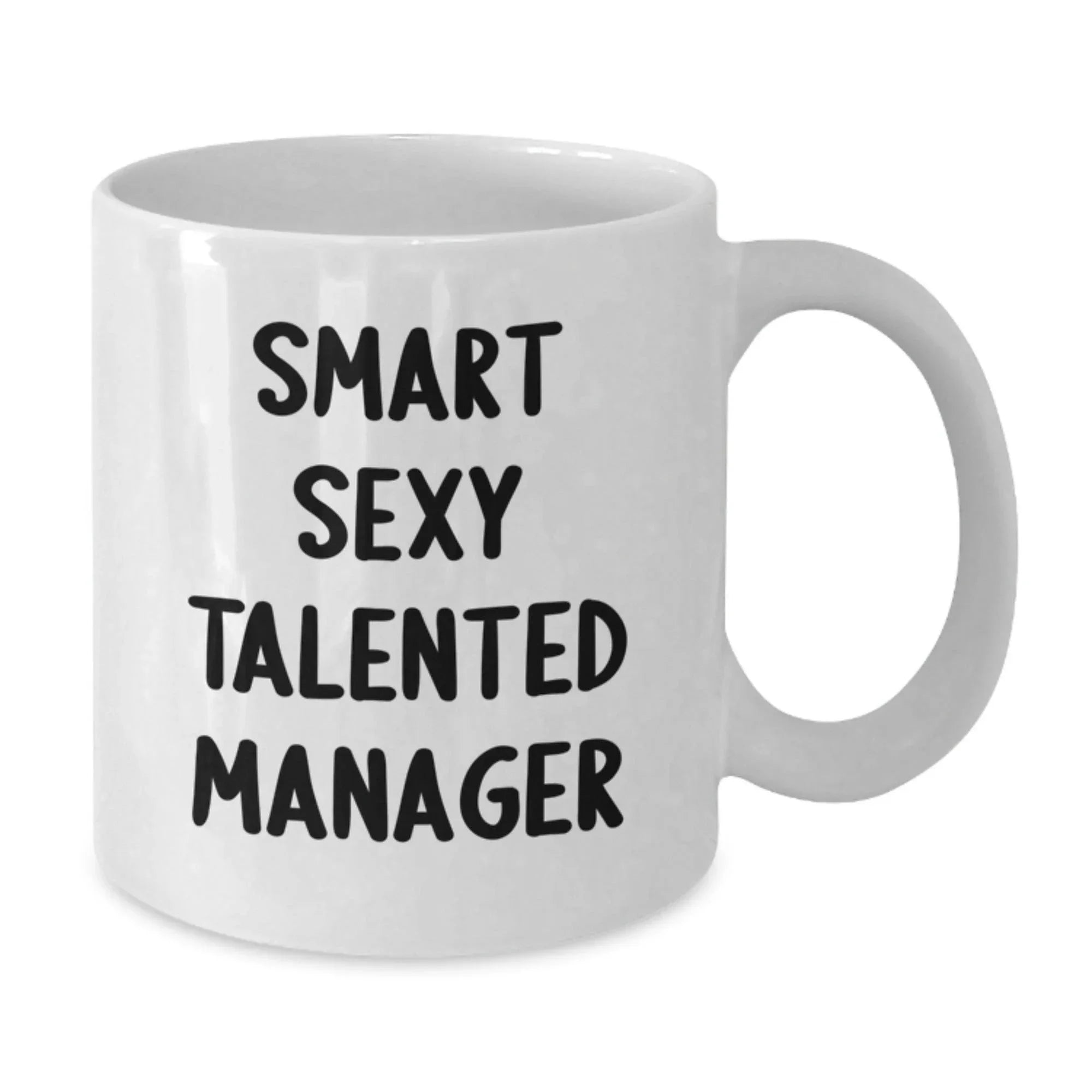 Funny Manager Gifts for Men, White Coffee Mug for Smart Sexy Talented Boss, Christmas Unique Presents for Coworkers