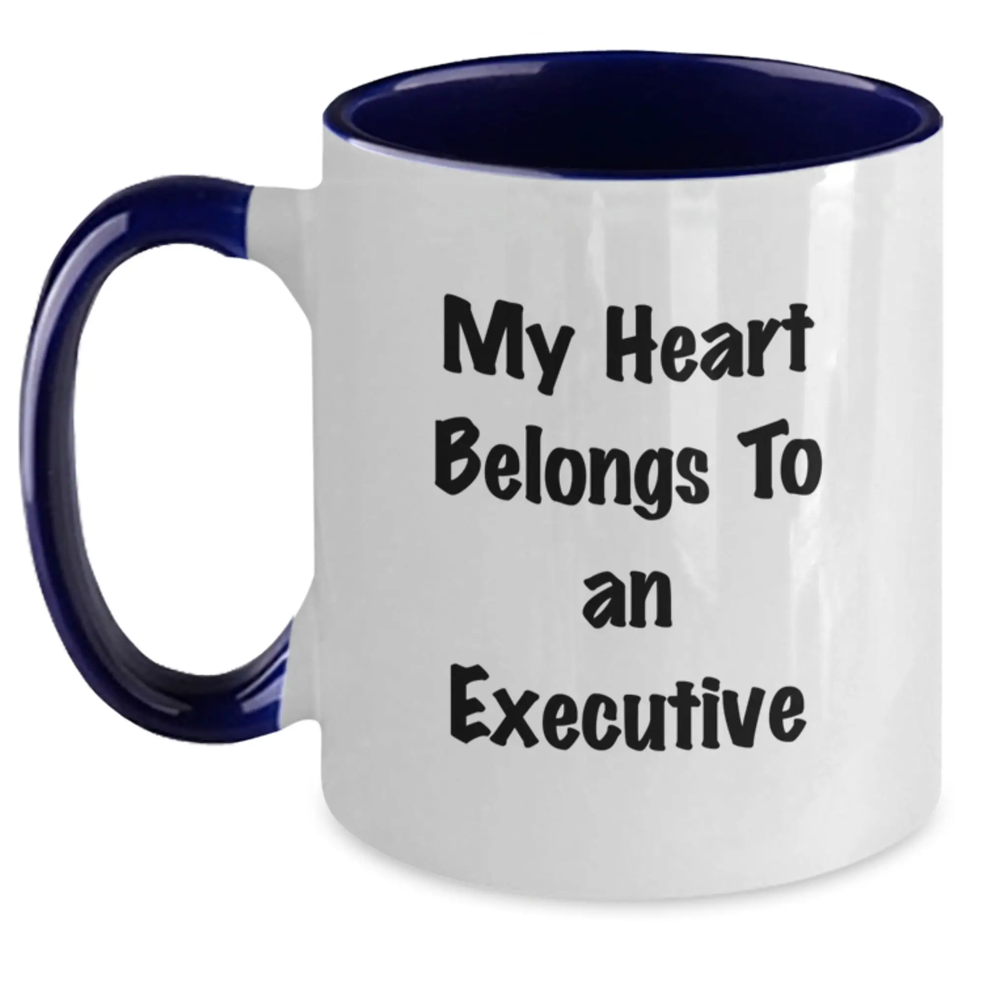 Funny Executive Two Tone Coffee Mug, Gifts for Executive, Unique Graduation Gifts from Friends, Coworkers, Family, My Heart Belongs To An 'Executive' - Main