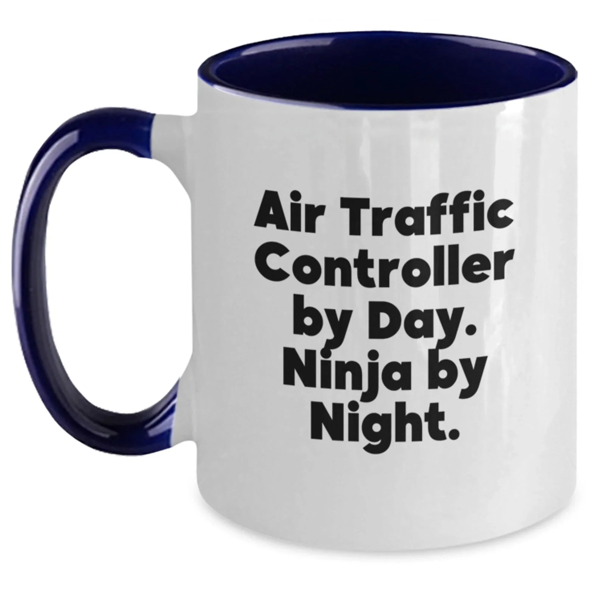 Funny Air Traffic Controller Gifts from Friends for Christmas Unique Presents, Air Traffic Controller by Day Ninja by Night Ceramic Two Tone Coffee Mug