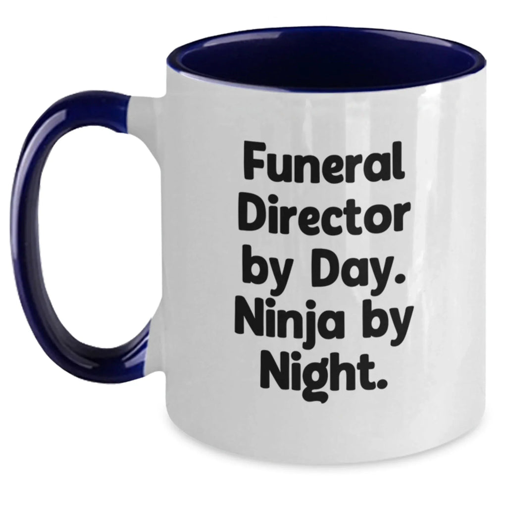 Funny Funeral Director Gifts - Two Tone Coffee Mug for Men - 'Funeral Director By Day. Ninja By Night.' - Gifts from Family to Funeral Director