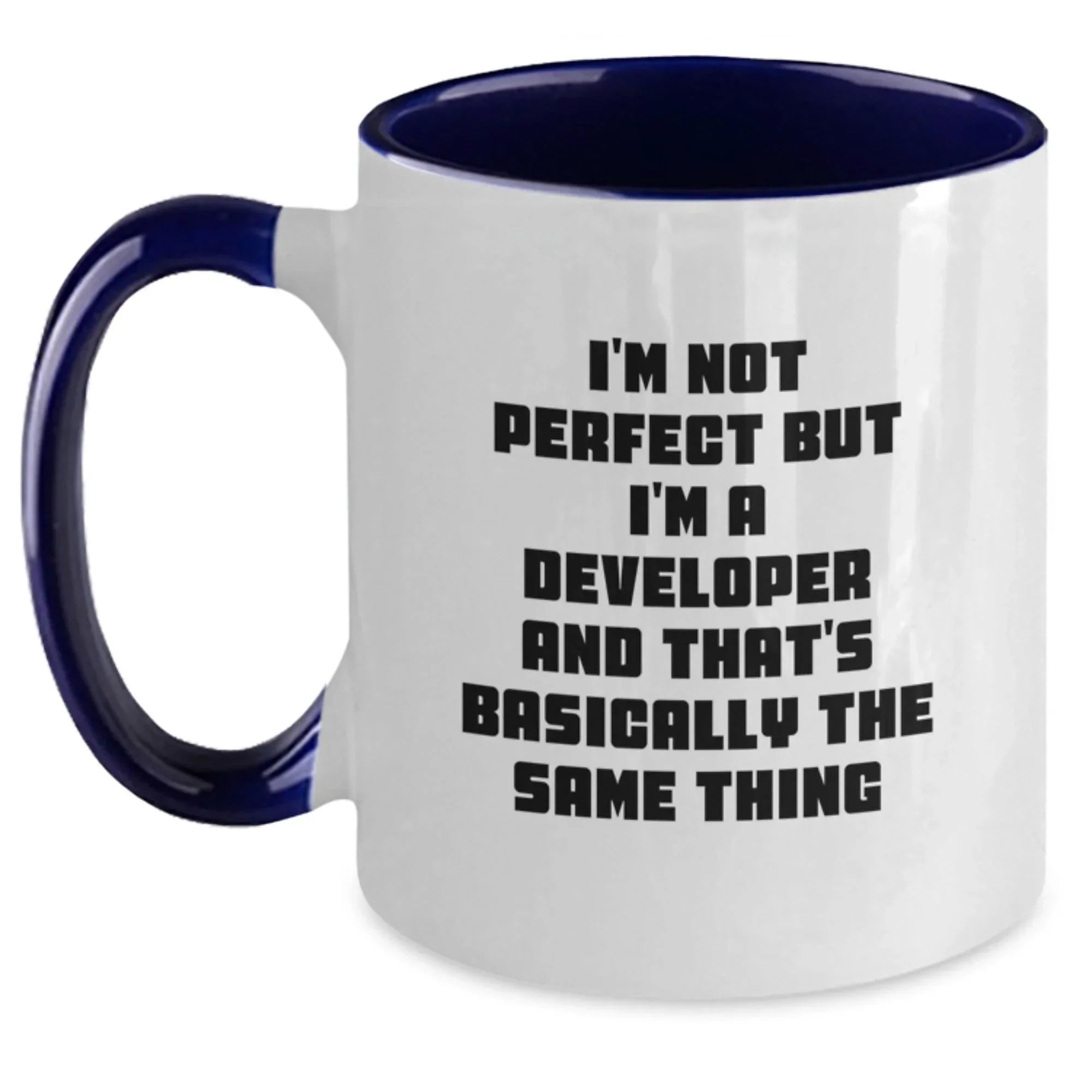 Funny Developer Gifts for Men from Friends - I'm Not Perfect But I'm A Developer Two Tone Coffee Mug - Christmas Unique Gifts for Coworkers