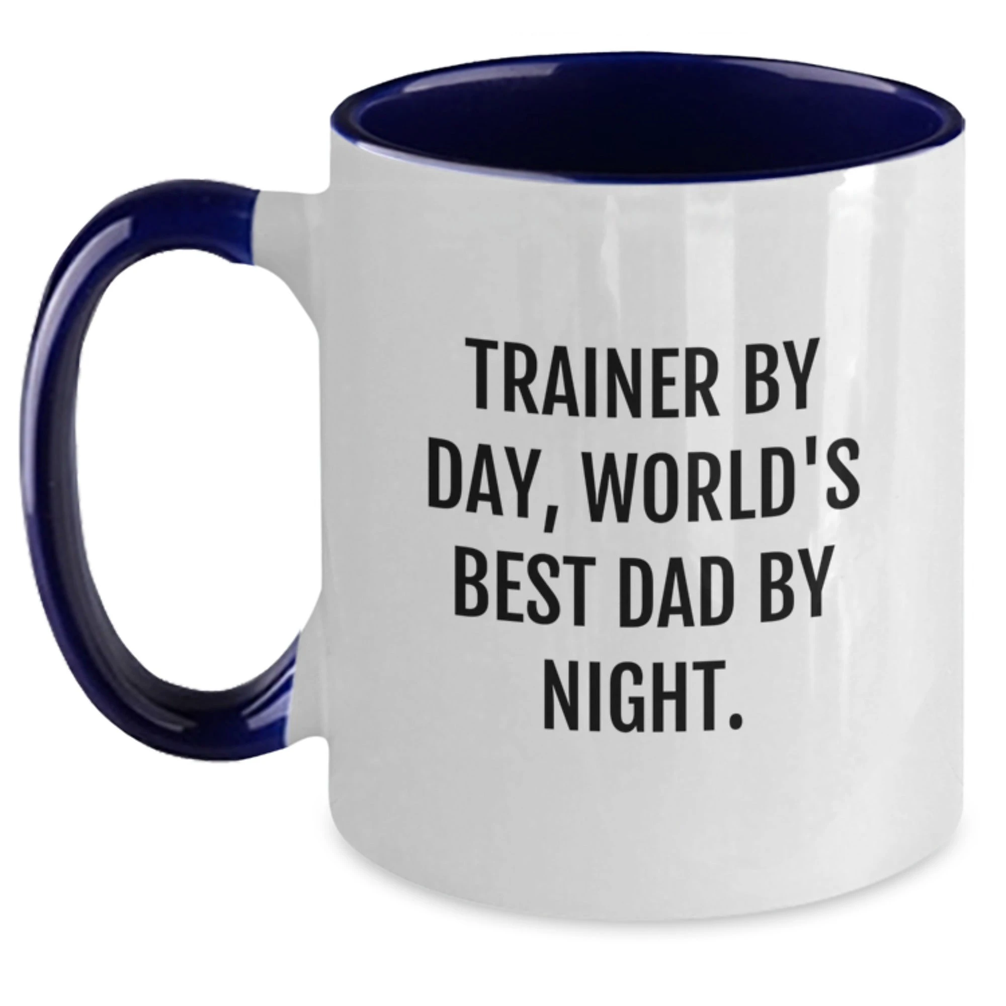 Funny Trainer Gifts for Men, Two Tone Coffee Mug 'Trainer By Day, World's Best Dad By Night' Christmas Unique Gifts from Family