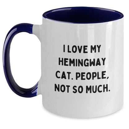 Hemingway Cat Funny Mugs Gifts from Friends for Birthday, I Love My Hemingway Cat, People Not So Much, Two Tone Coffee Mug - Main
