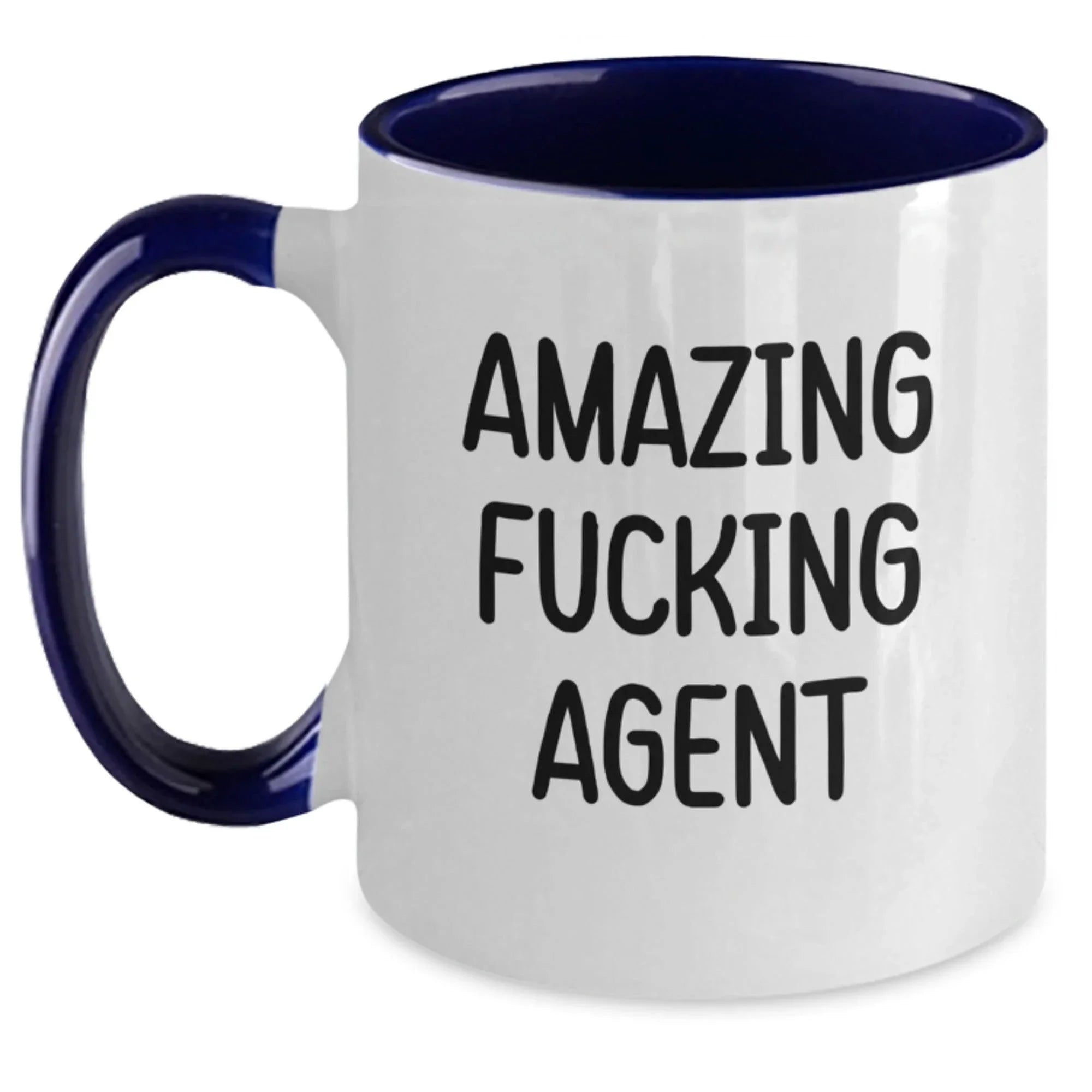 Funny Agent Gifts from Men, Christmas Unique Agent Mugs for Men, Agent Two Tone Coffee Mug with 'Amazing F--king Agent' Quote