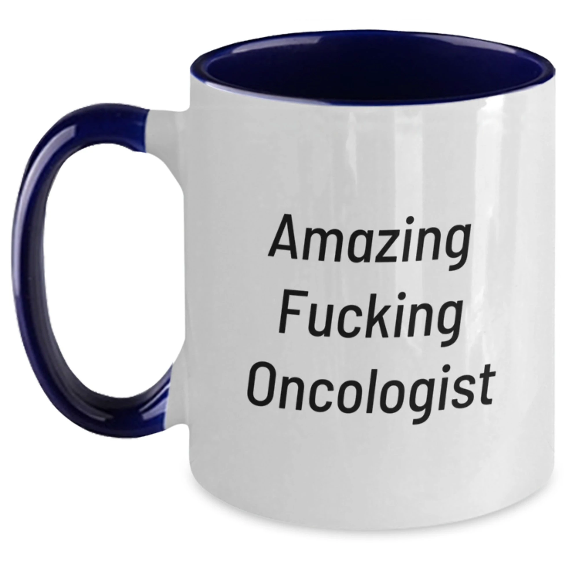 Funny Oncologist Gifts from Men - Two Tone Coffee Mug - 'Amazing F--king Oncologist' - Christmas Unique Presents for Oncologist Women, Men, Friends, Family
