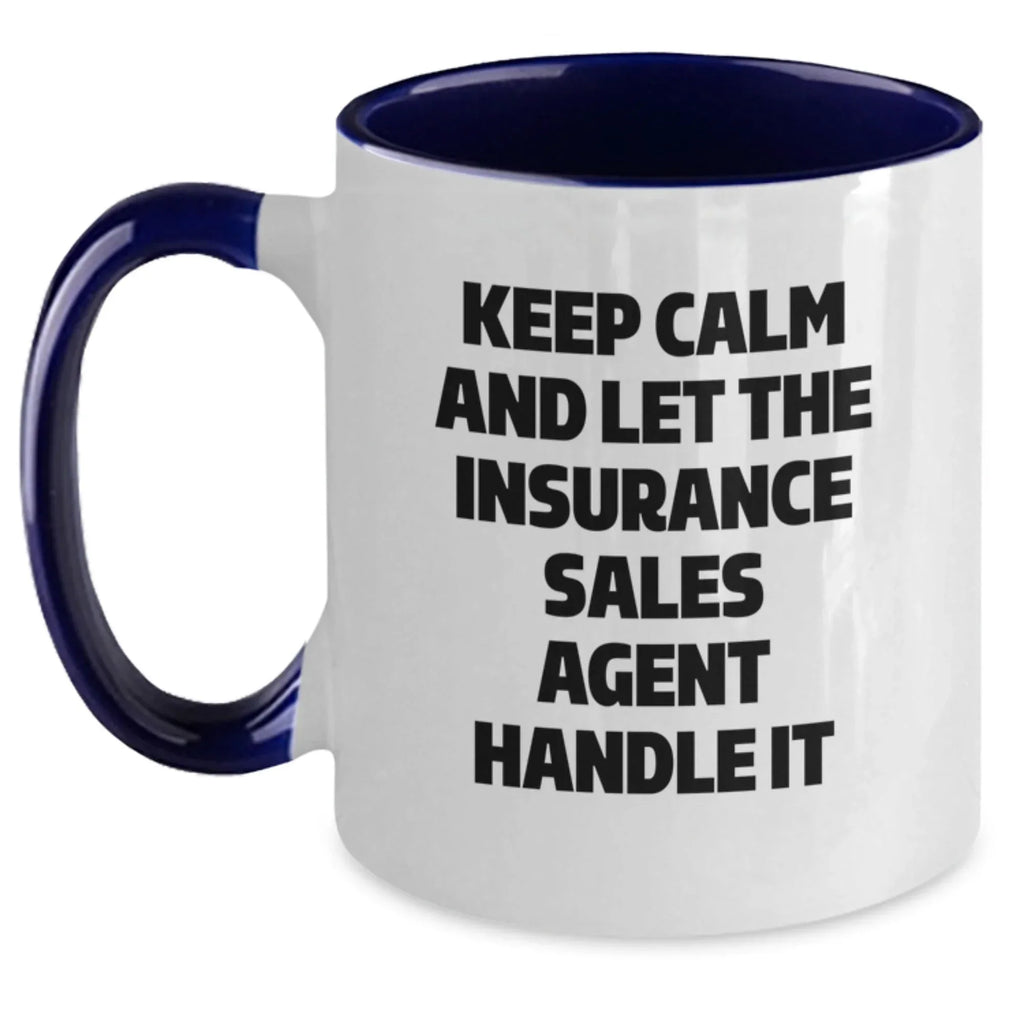Funny Insurance Sales Agent Gifts for Christmas - Keep Calm Two Tone Coffee Mug, Gifts from Friends and Family to Insurance Sales Agent