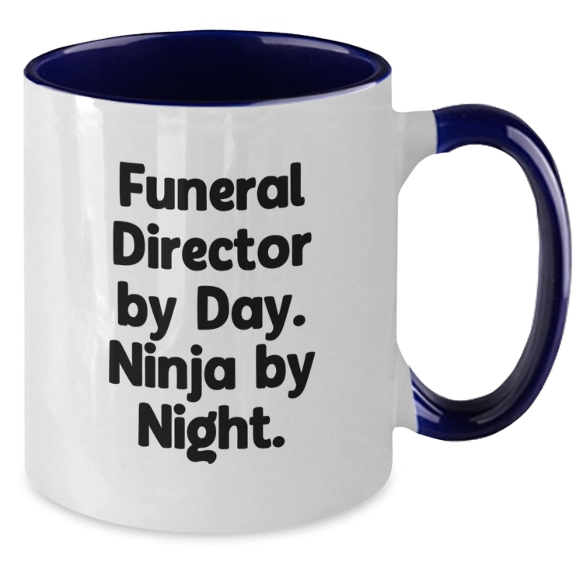 Funny Funeral Director Gifts - Two Tone Coffee Mug for Men - 'Funeral Director By Day. Ninja By Night.' - Gifts from Family to Funeral Director - Additional