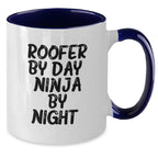 Roofer Gifts from Friends, Funny Two Tone Coffee Mugs for Men By Day, Ninja By Night Graduation Unique Gifts