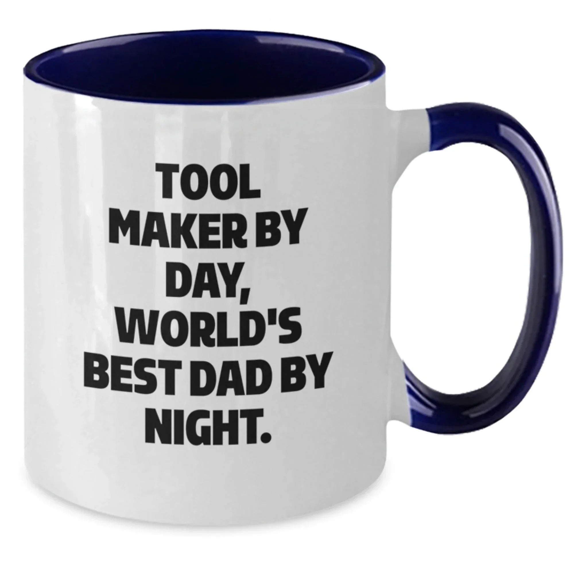 Funny Tool Maker Gifts from Men for Christmas Unique Gifts - Two Tone Coffee Mug with 'Tool Maker By Day, World's Best Dad By Night' Quote