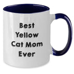 Funny Yellow Cat Mom Gifts from Friends and Family - Best Yellow Cat Mom Ever Two Tone Coffee Mug Valentine's Unique