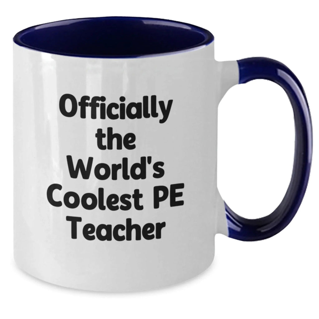 Funny PE Teacher Gifts, Officially The World's Coolest 'Teacher of the Game' Two Tone Coffee Mugs for Men, Women, Friends, Family from Coworkers - Unique Christmas Unique Gifts