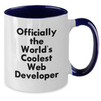 Funny Quote Gifts for Web Developer Friends - Officially The World's Coolest Web Developer Two Tone Coffee Mugs for Christmas Unique Gifts from Friends