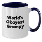Funny Grampy Gifts, World's Okayest Grampy Two Tone Coffee Mug, Birthday Presents from Men, Women, Family, Friends