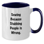 Sewing Inspired Funny Two Tone Coffee Mugs Gifts from Family for Sewing Lovers, Birthday Unique Gifts, Sewing Enthusiasts, and Friends