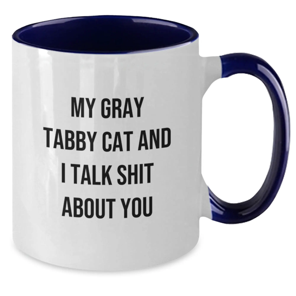Gray Tabby Cat Keepsake Two Tone Mug for Him Birthday Gift - Additional