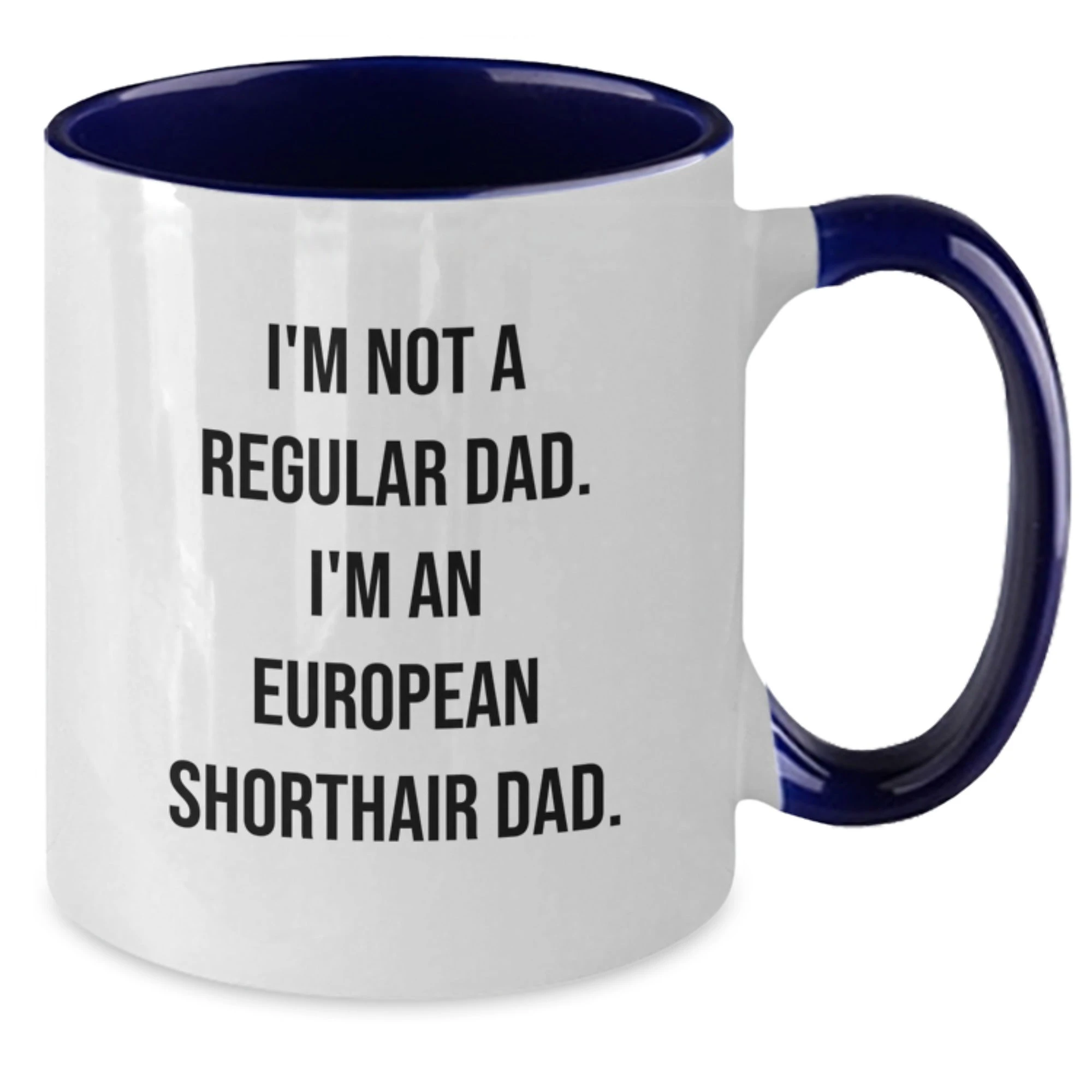 Funny European Shorthair Cat Dad Gifts from Men to Friends for Graduation Unique Two Tone Coffee Mug, 'I'm Not A Regular Dad. I'm An European Shorthair Dad.'