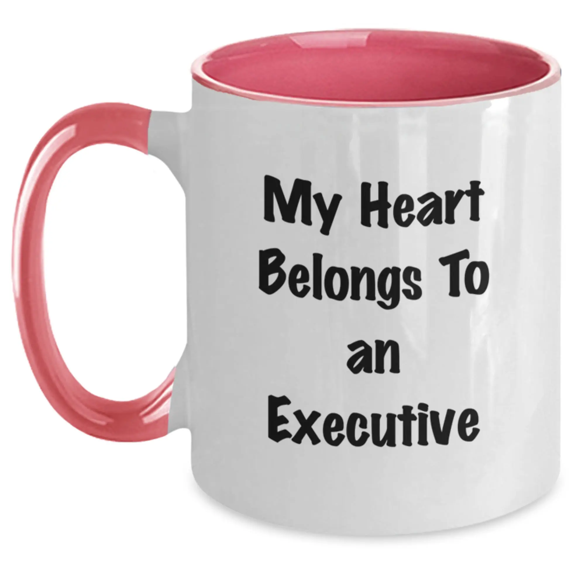 Funny Executive Two Tone Coffee Mug, Gifts for Executive, Unique Graduation Gifts from Friends, Coworkers, Family, My Heart Belongs To An 'Executive' - Main