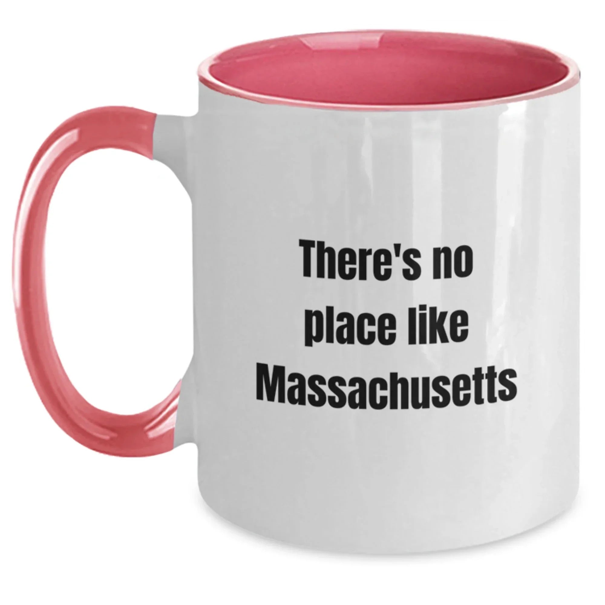 Massachusetts Gifts from Friends and Family, Two Tone Coffee Mug with Funny 'There's No Place Like Massachusetts' Quote, Christmas Unique Presents for Men and Women