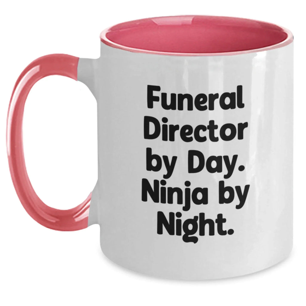 Funny Funeral Director Gifts - Two Tone Coffee Mug for Men - 'Funeral Director By Day. Ninja By Night.' - Gifts from Family to Funeral Director