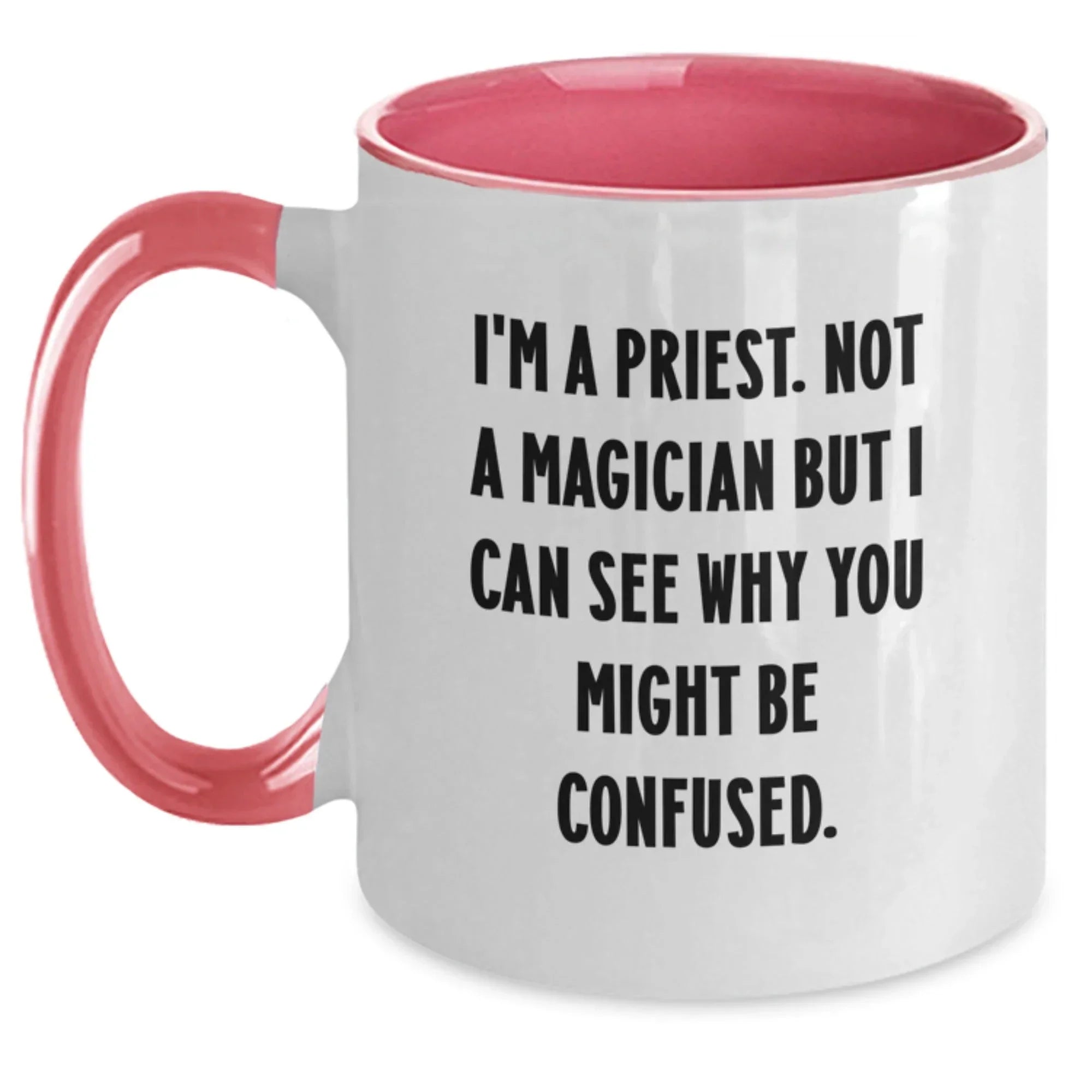 Funny Priest Two Tone Coffee Mugs, Gifts from Men for Priest on Valentine's, Unique Two Tone Mugs