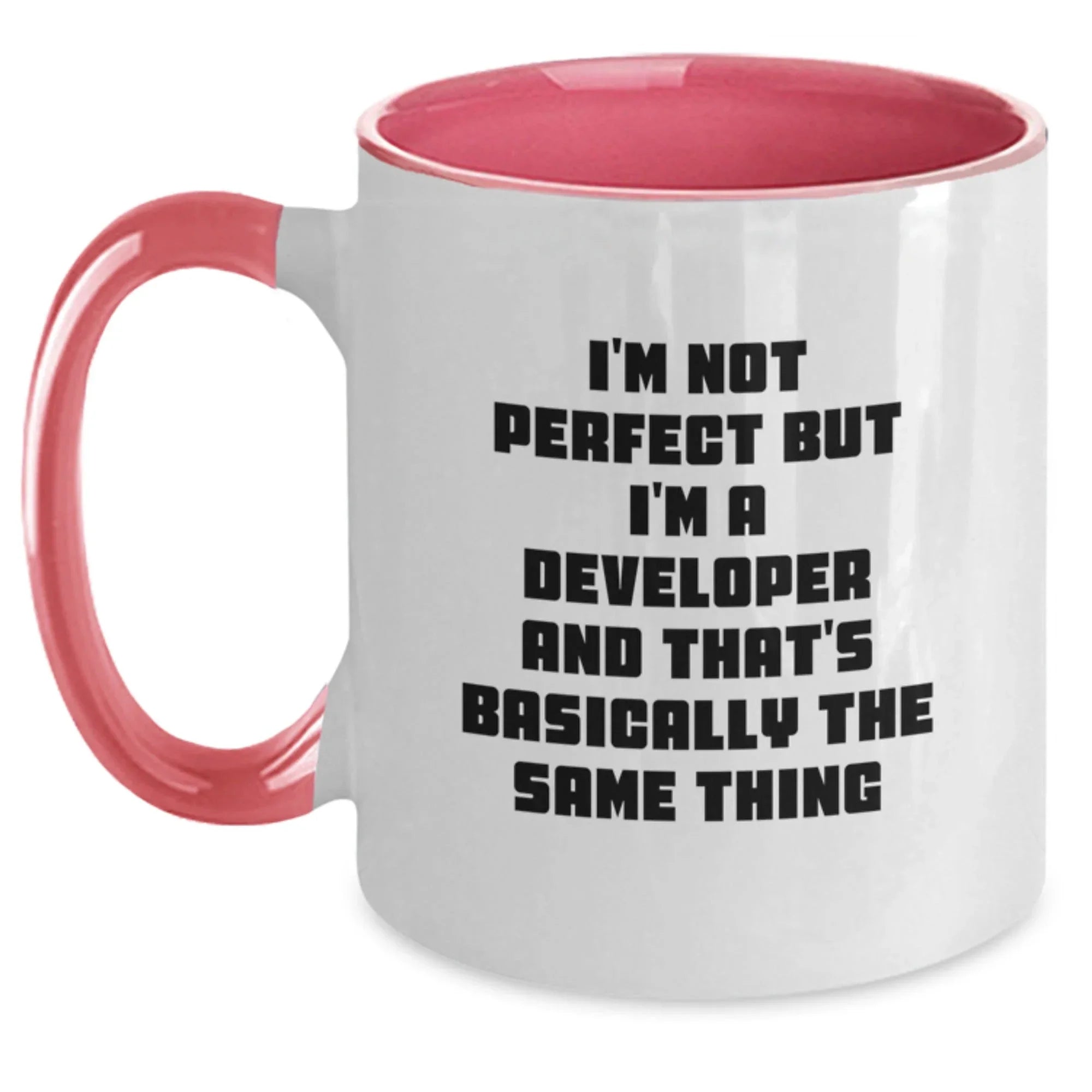 Funny Developer Gifts for Men from Friends - I'm Not Perfect But I'm A Developer Two Tone Coffee Mug - Christmas Unique Gifts for Coworkers