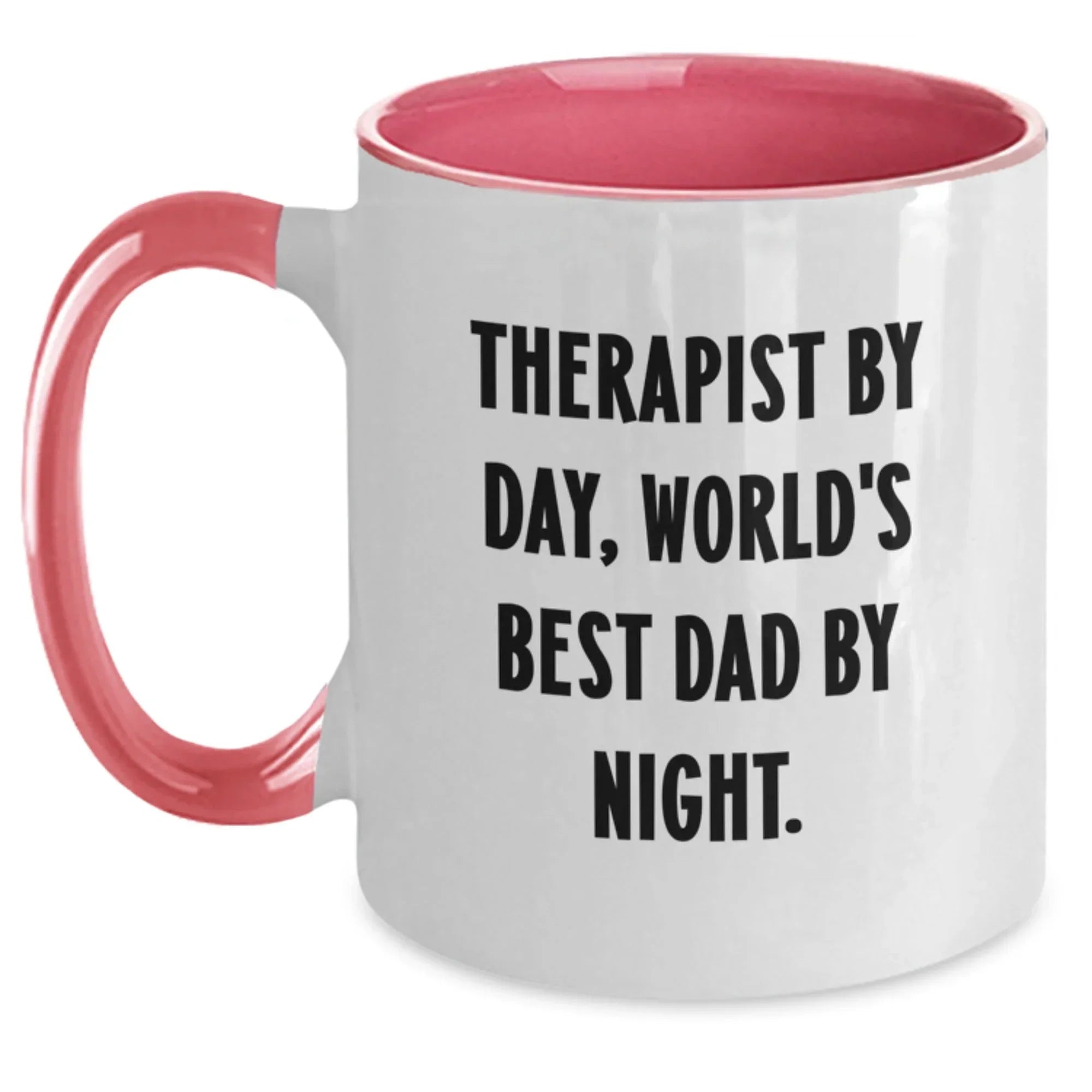 Funny Gifts from Men to Therapist by Day World's Best Dad by Night Ceramic Two Tone Coffee Mugs, Christmas Unique