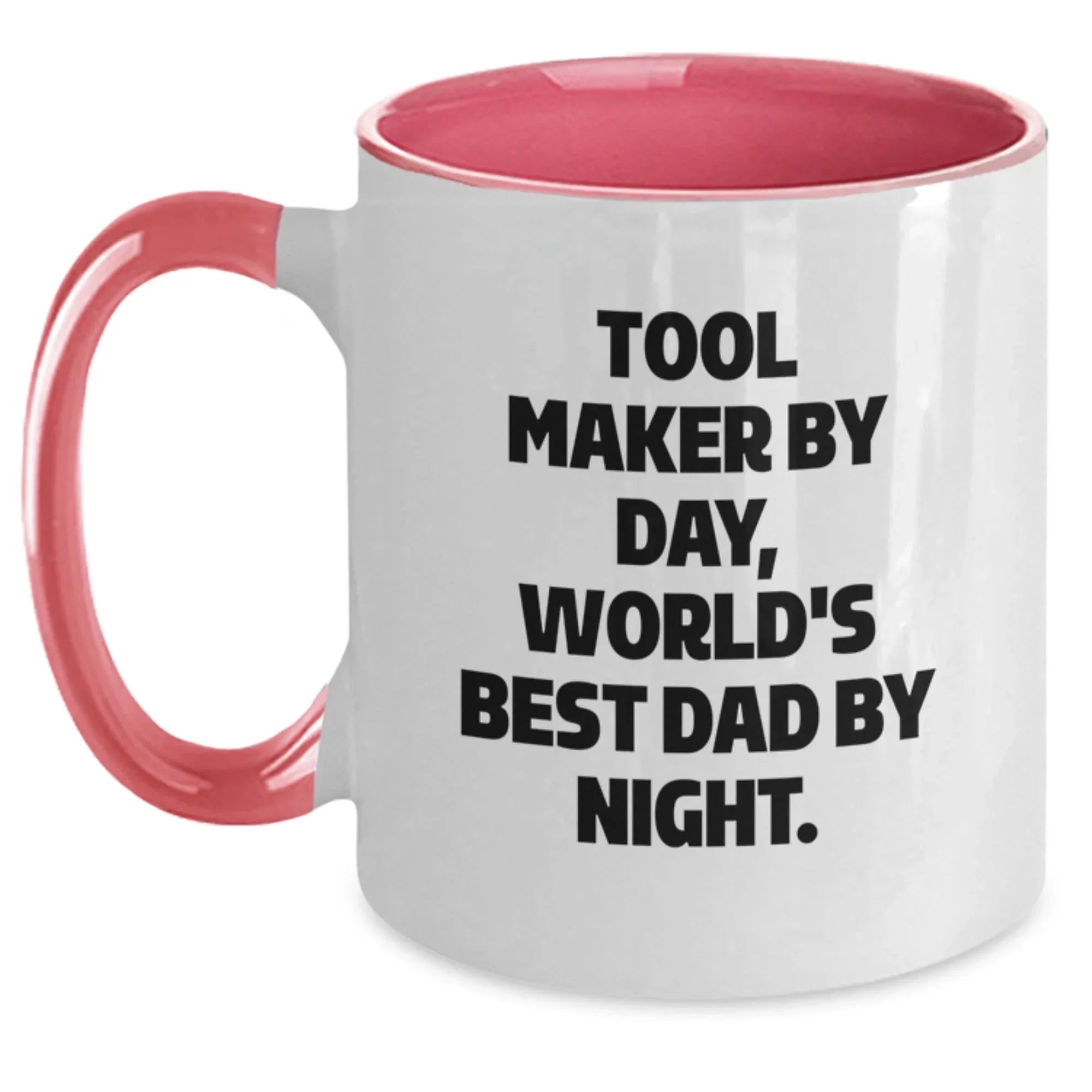 Funny Tool Maker Gifts from Men for Christmas Unique Gifts - Two Tone Coffee Mug with 'Tool Maker By Day, World's Best Dad By Night' Quote