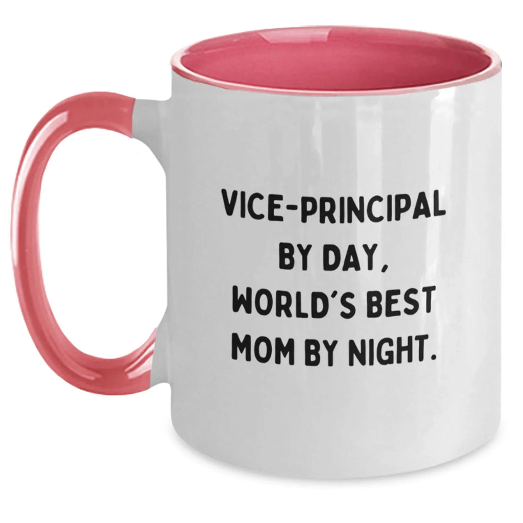 Funny Vice-Principal Gifts for Women, Vice-Principal by Day, World's Best Mom by Night Christmas Unique Mug for Coworkers, Friends, Family