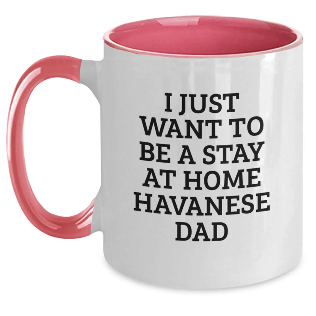 Havanese Dog Lover Gifts from Dad, Funny Two Tone Coffee Mug, Christmas Unique Treats for Havanese Dog Owners