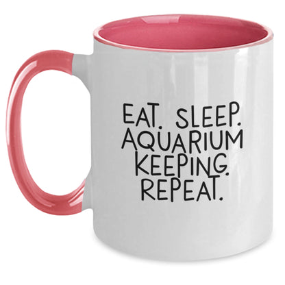 Funny Aquarium Keeping Gifts from Friends and Family - Eat. Sleep. Aquarium Keeping. Repeat. Two Tone Coffee Mug for Graduation - Main