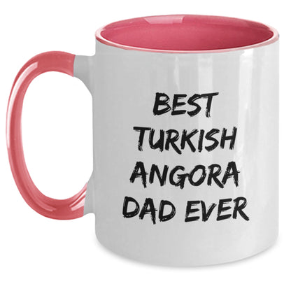 Funny Turkish Angora Cat Gifts for Men from Best Dads Ever, Two Tone Coffee Mug for Graduation, Black and White, Red and White, Navy and White, and Pink and White Options - Main
