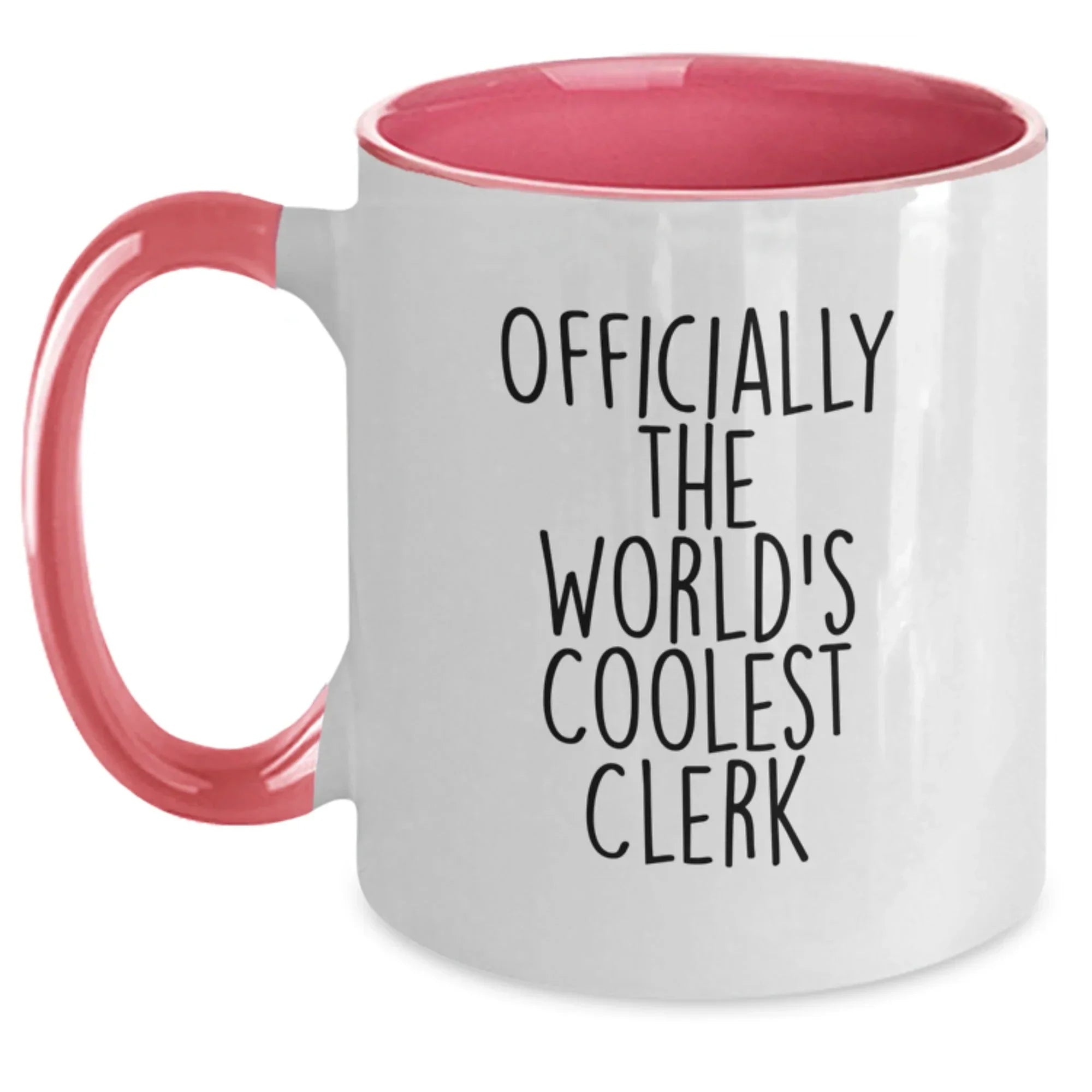 Funny Gifts for Clerks, Officially The World's Coolest Clerk Two Tone Coffee Mug, Christmas Unique Gifts from Friends or Family