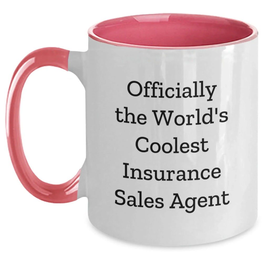 Funny Insurance Sales Agent Gifts - 'Officially The World's Coolest Insurance Sales Agent' Two Tone Coffee Mug for Graduation - Gifts from Friends, Coworkers, or Family for Insurance Sales Agent
