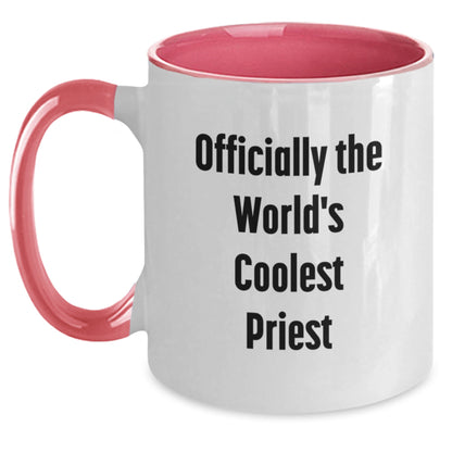 Funny Gifts from Men for Priest - Officially The World's Coolest Priest Two Tone Coffee Mugs, Perfect for Christmas Unique Gifts - Main