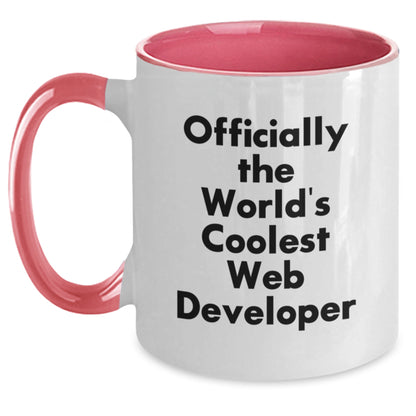 Funny Quote Gifts for Web Developer Friends - Officially The World's Coolest Web Developer Two Tone Coffee Mugs for Christmas Unique Gifts from Friends - Main