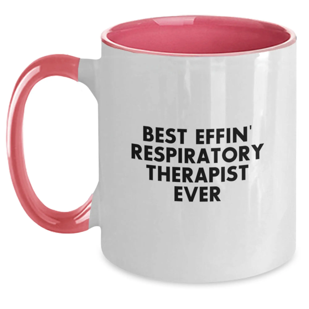 Funny Respiratory Therapist Gifts for Men, Two Tone Coffee Mug with Best Effin' Inscription, Perfect for Graduation Unique Gifts from Friends - Main