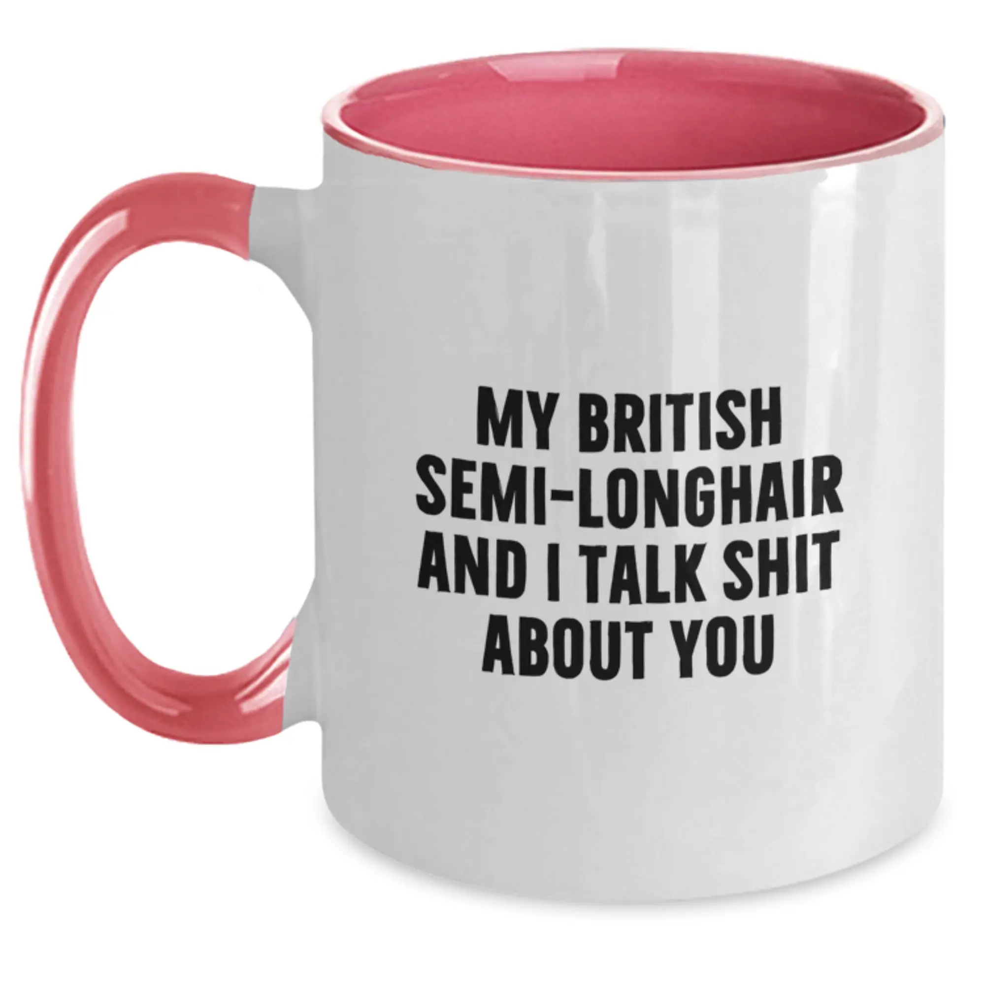 Funny British Semi-Longhair Cat Gifts from Family, Graduation Unique Gifts for Men, Two Tone Coffee Mug with My British Semi-longhair And I Talk Shit About You Quote - Main