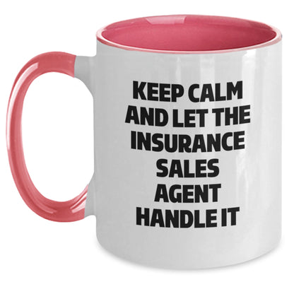Funny Insurance Sales Agent Gifts for Christmas - Keep Calm Two Tone Coffee Mug, Gifts from Friends and Family to Insurance Sales Agent - Main