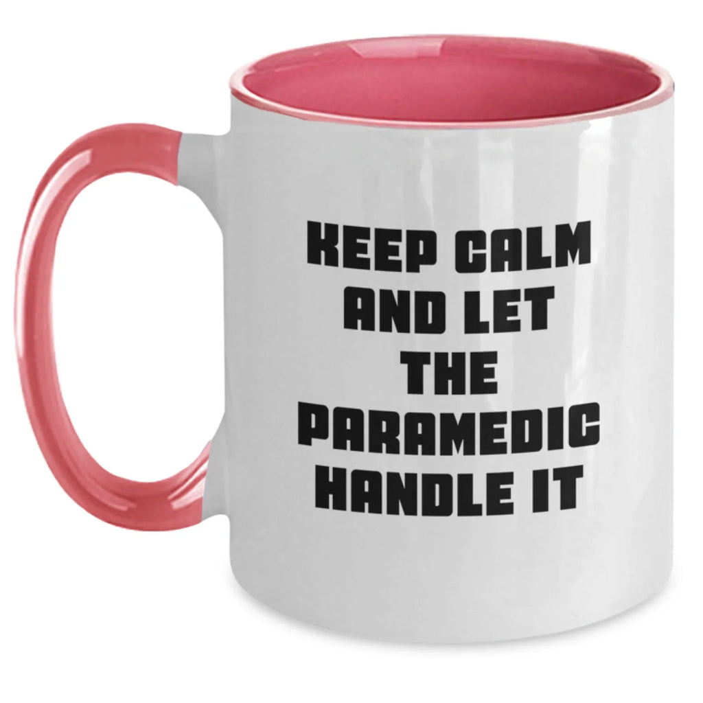 Funny Rescue Worker Gifts from Family and Friends - Keep Calm And Let The Rescue Worker Handle It Two Tone Coffee Mug for Rescue Worker Men and Women on Christmas