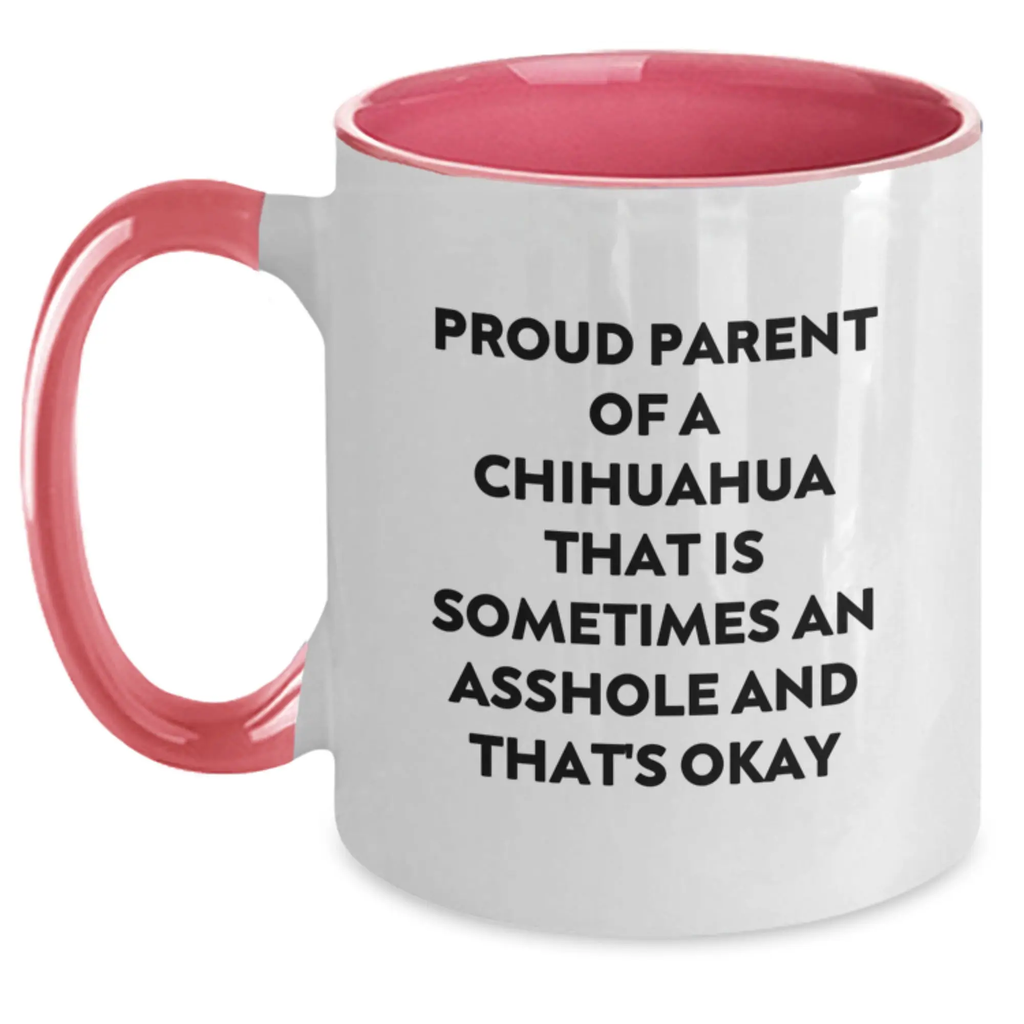 Gifts from Proud Chihuahua Dog Parents for Dad's Funny Chihuahua Dog Two Tone Coffee Mugs - Black and White, Red and White, Navy and White, Pink and White, Chihuahua Dog Lover Gifts - Main