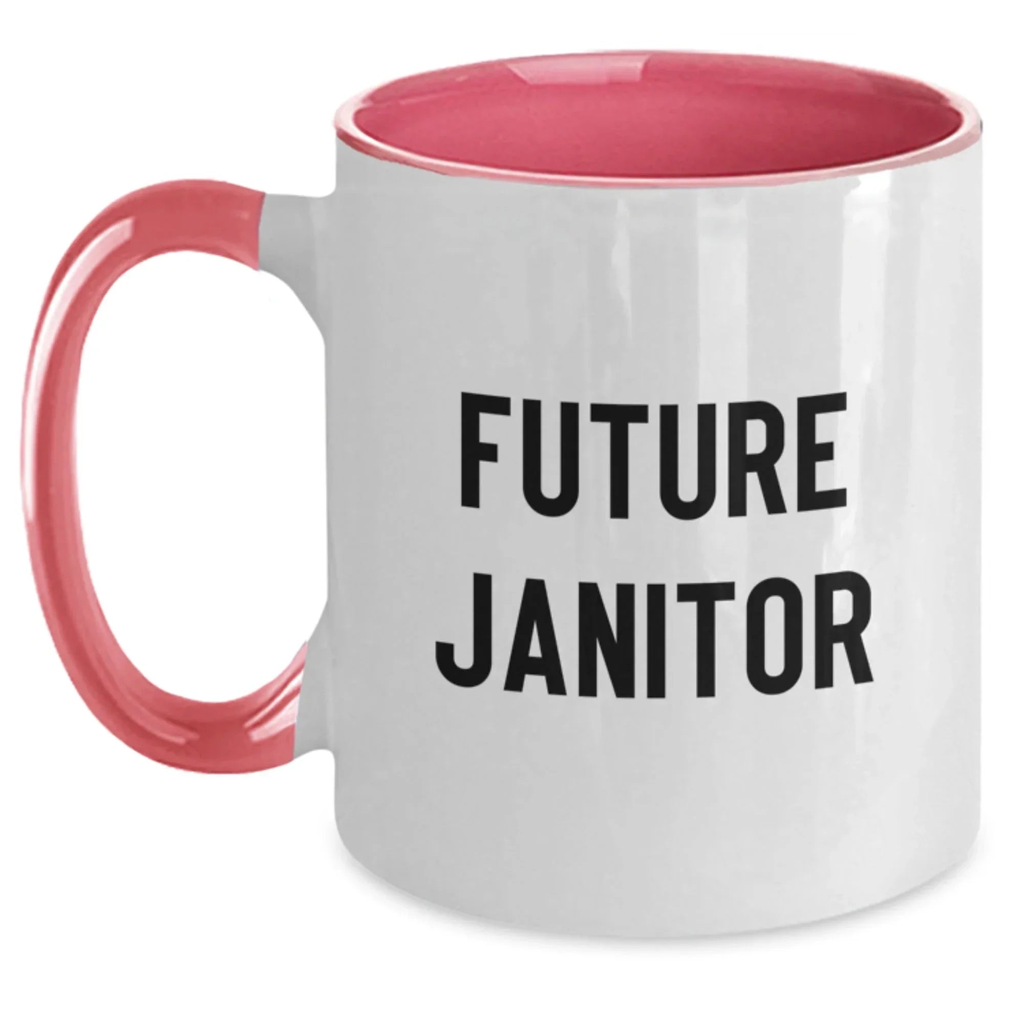 Funny Janitor Christmas Unique Gifts from Friends, Two Tone Coffee Mug with 'Future Janitor' Quote, Unique Holiday Present for Janitor Men