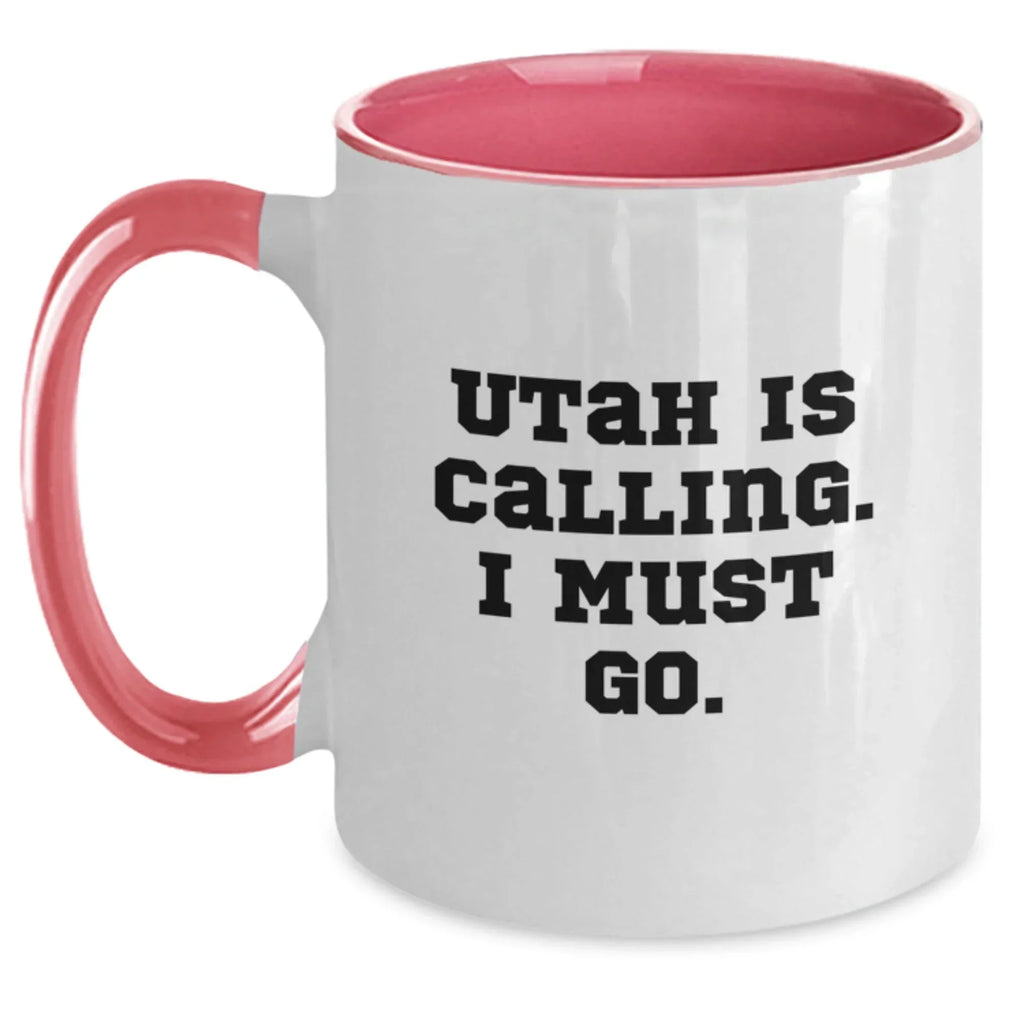 Utah Inspiration Funny Two Tone Coffee Mugs Gifts from Friends for Birthday Adventure, 'Utah Is Calling. I Must Go.' Quote