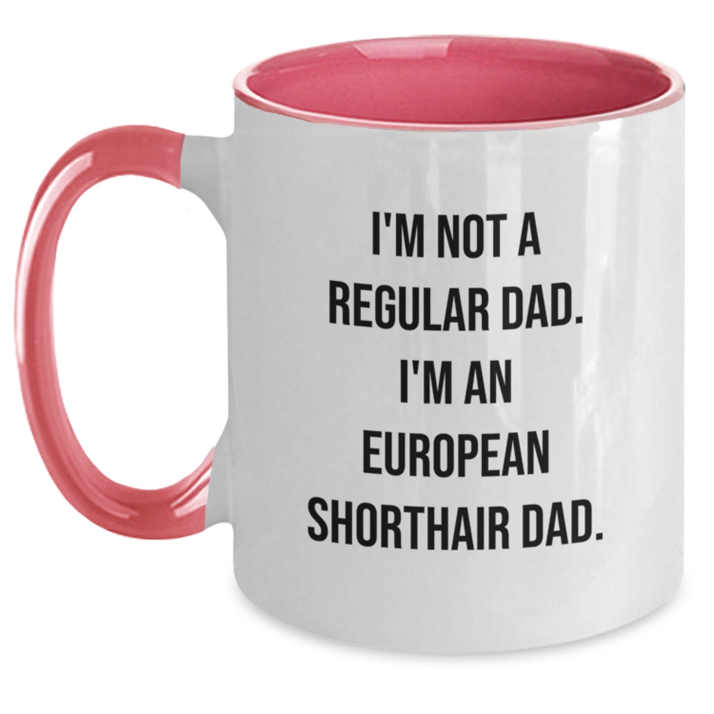 Funny European Shorthair Cat Dad Gifts from Men to Friends for Graduation Unique Two Tone Coffee Mug, 'I'm Not A Regular Dad. I'm An European Shorthair Dad.' - Main