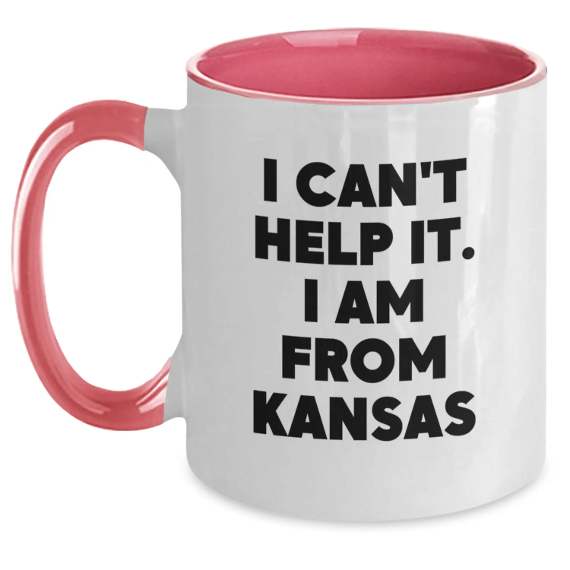 Funny Kansas Two Tone Coffee Mugs Gifts for Kansas Men from Friends and Family, I Can't Help It. I Am From Kansas, Birthday Unique Gifts - Main